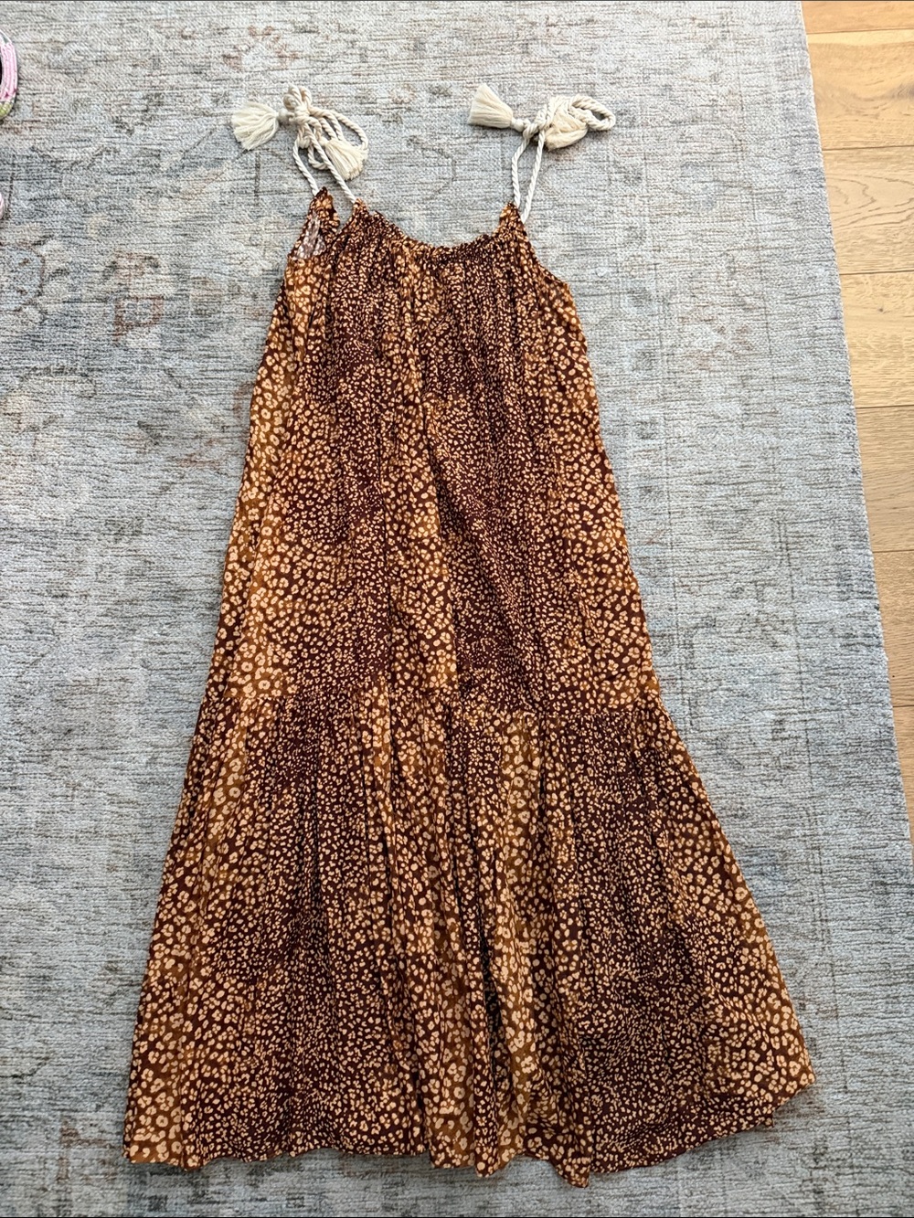 Ulla Johnson Brown print Maxi Dress with Tie Straps
